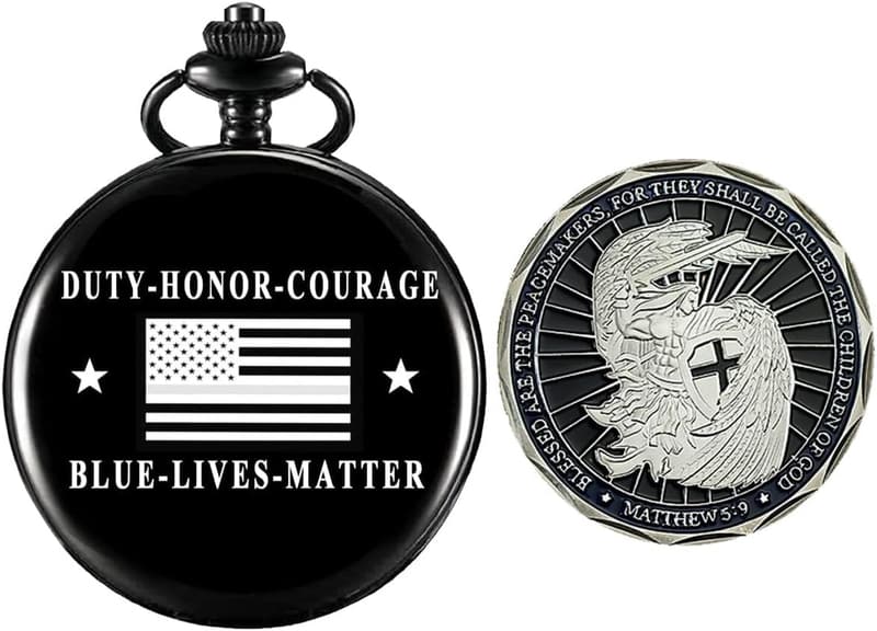 Veterans Day Pocket Watch with Military Challenge Coin