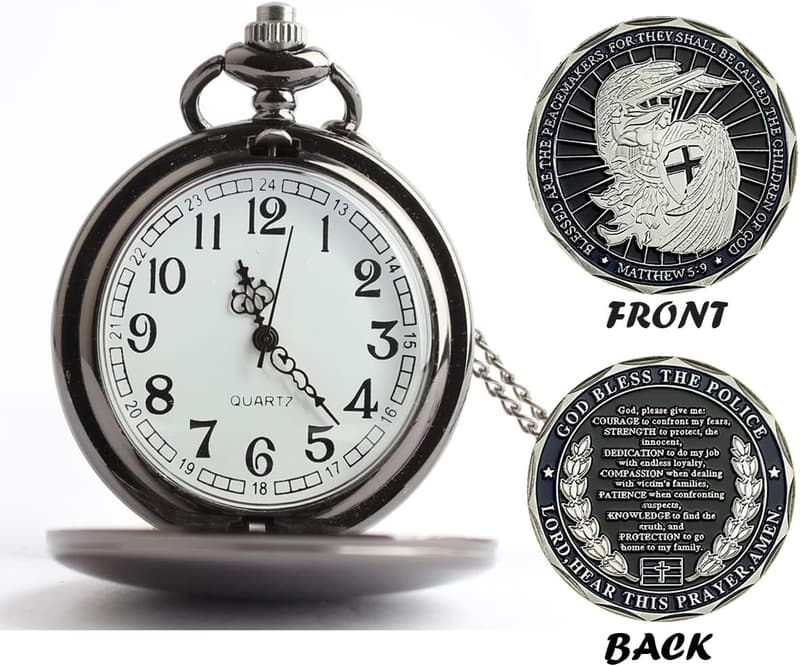 Veterans Day Pocket Watch with Military Challenge Coin