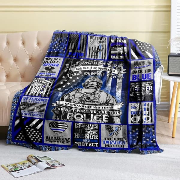Thin Blue Line Fleece Blanket - Perfect Gift for Police Officers