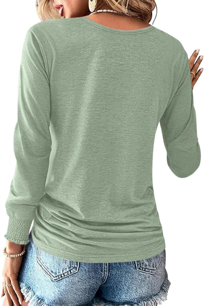 Fall Women's Long Sleeve Square Neck T-Shirt with Drawstring