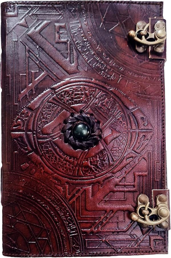 Handmade Leather Journal with Vintage Lock - Doctor Strange Design