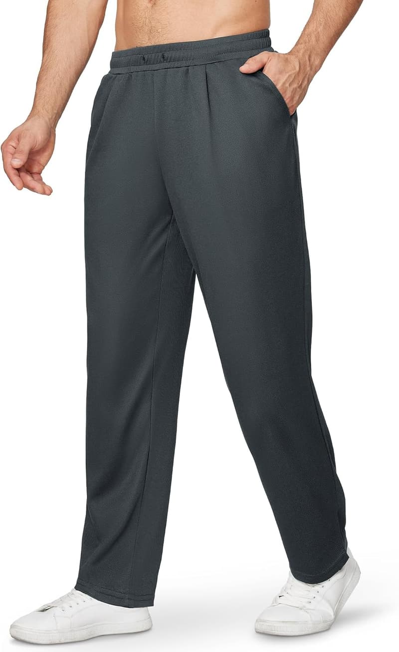 Men's Casual Open Bottom Sweatpants with Drawstring and Pockets