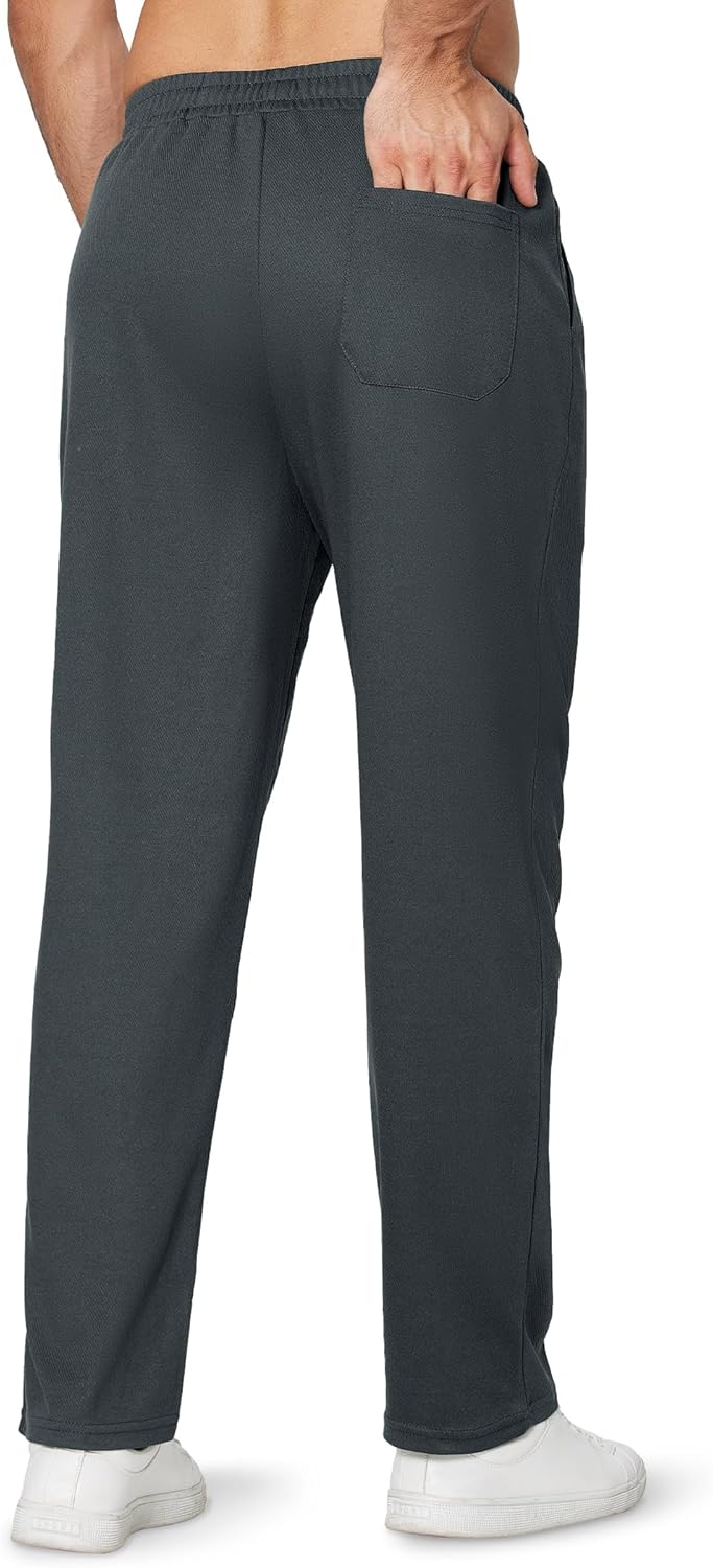 Men's Casual Open Bottom Sweatpants with Drawstring and Pockets
