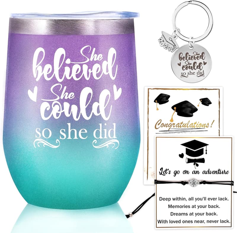 Graduation Gifts for Women - Insulated Tumbler & Bracelet Set