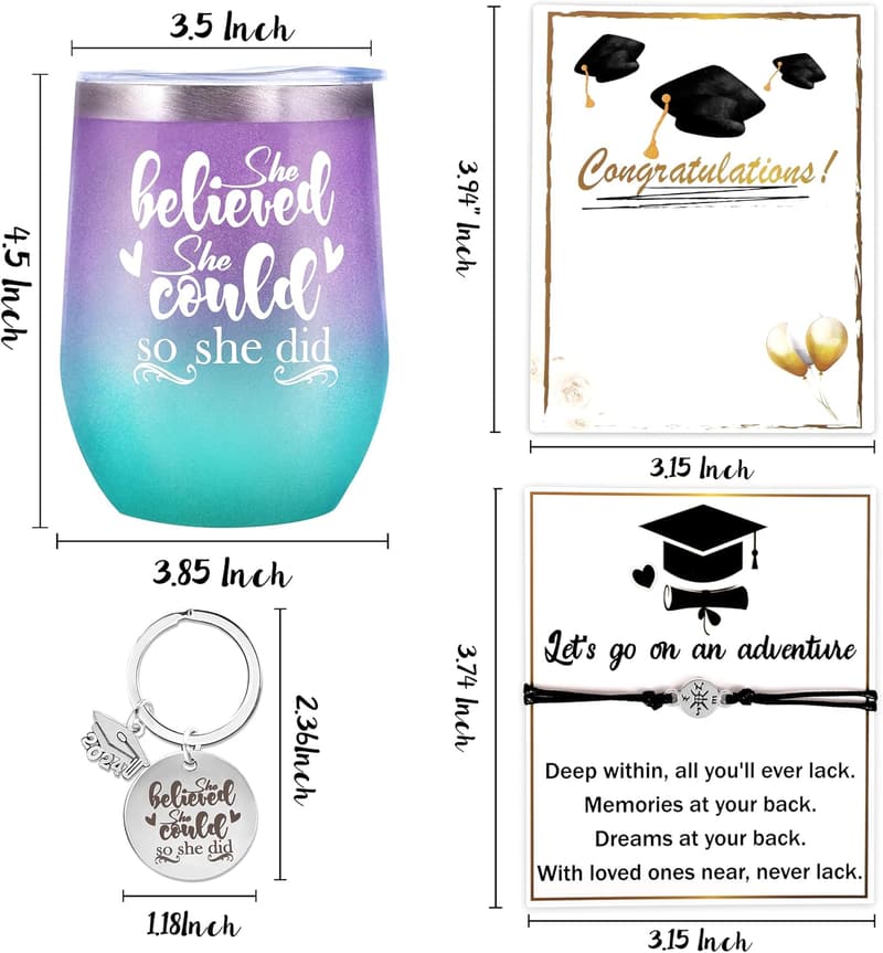 Graduation Gifts for Women - Insulated Tumbler & Bracelet Set