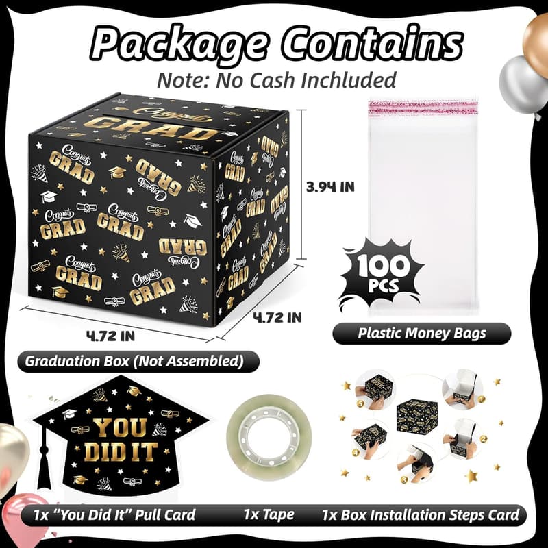 2025 Graduation Money Box - DIY Surprise Gift Pack, Black