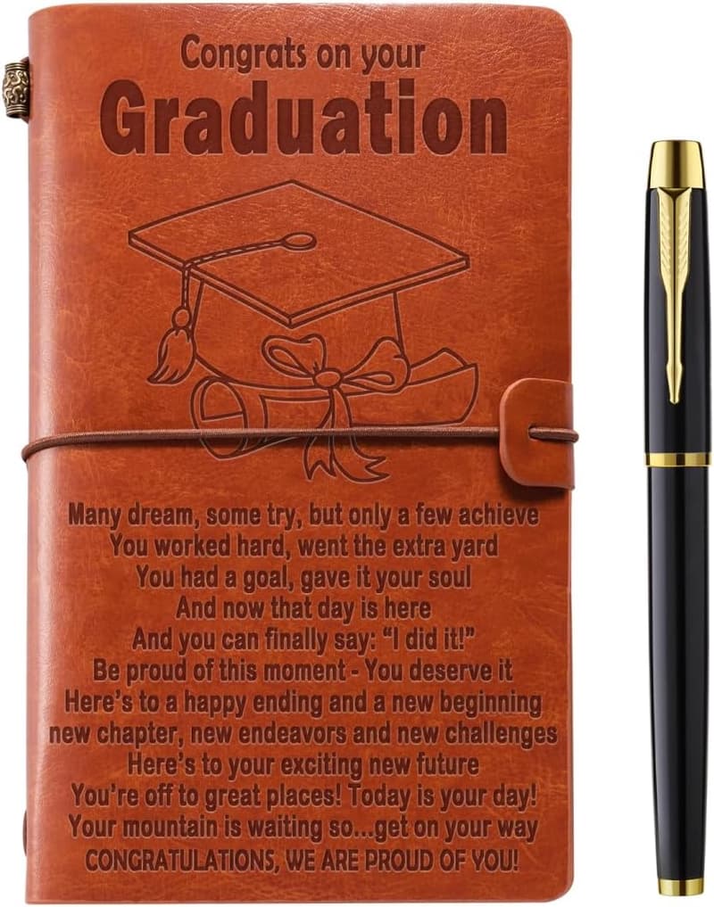 Inspirational Graduation Journal for Him/Her - Refillable Leather