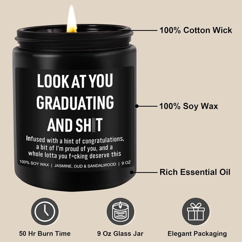 2025 Graduation Candle - Funny Gift for Her or Him, 9 oz