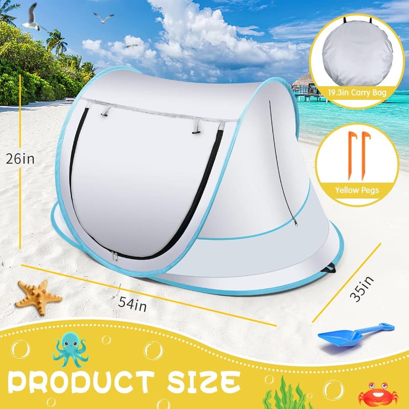 Portable Baby Beach Tent with UPF 50+ Sun Protection