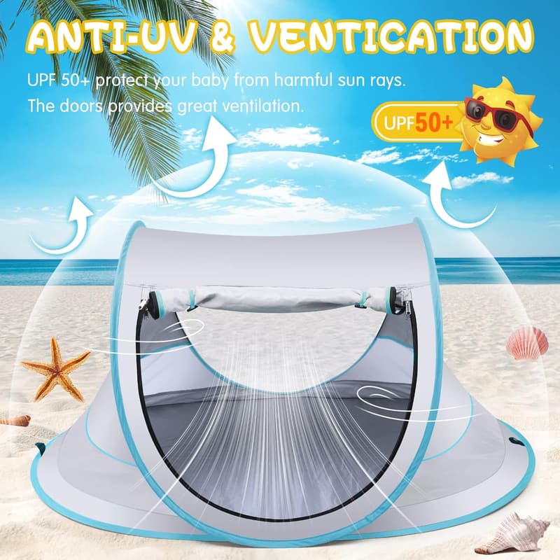 Portable Baby Beach Tent with UPF 50+ Sun Protection
