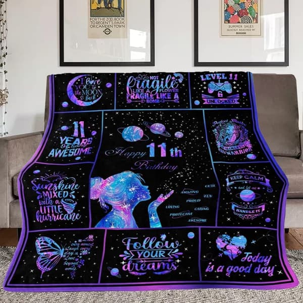 11th Birthday Throw Blanket for Girls – 60