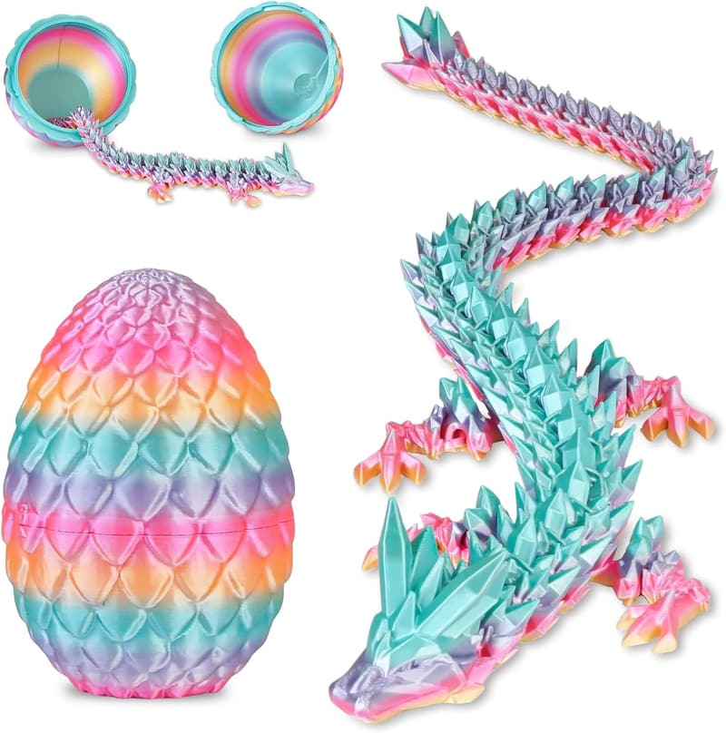 3D Printed Articulated Dragon Egg Fidget Toy for Kids & Adults