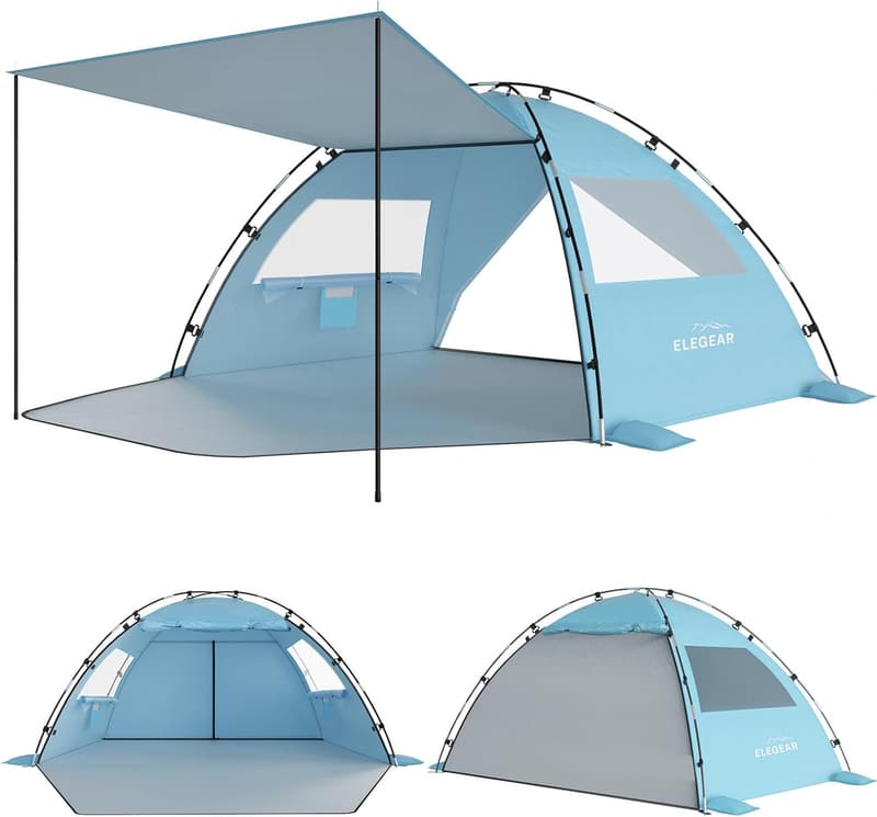 Portable Beach Tent with UPF 50+ UV Protection - Sky Blue
