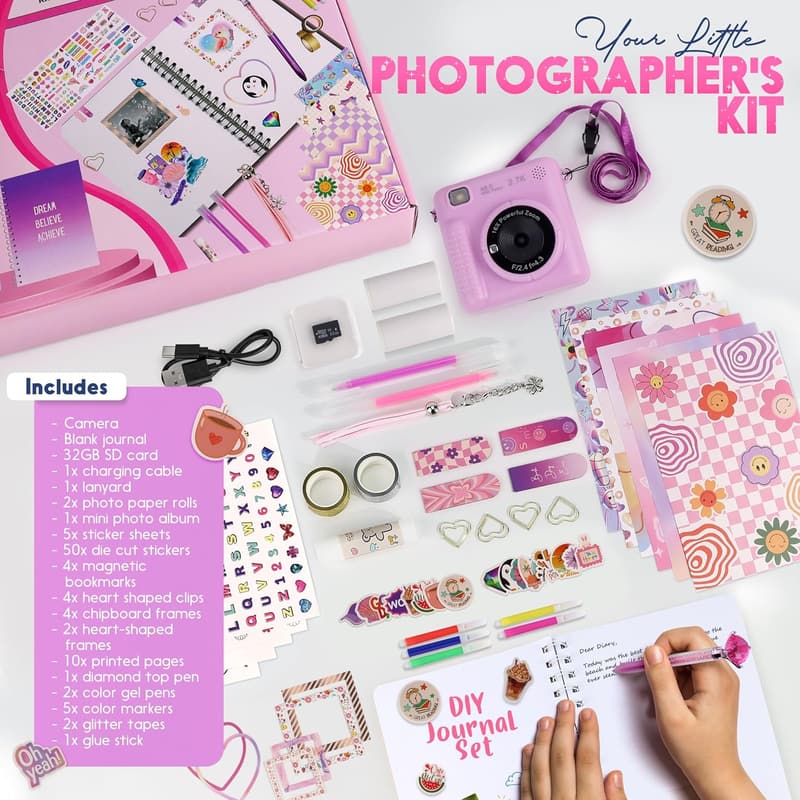 DIY Instant Print Camera & Journal Kit for Girls - 150 Pcs