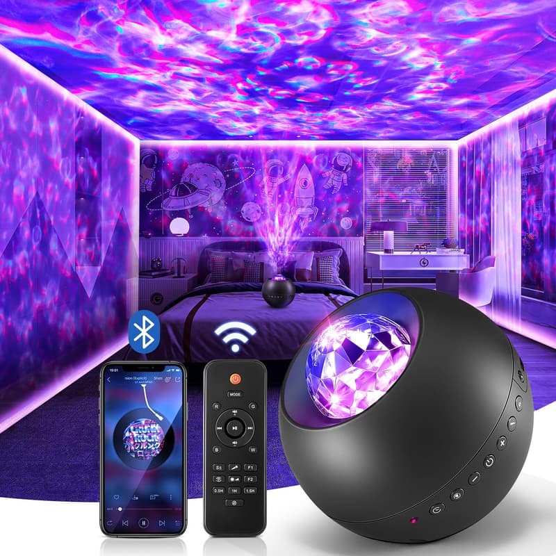 Galaxy Projector with White Noise & Bluetooth - Cute Teen Room Decor