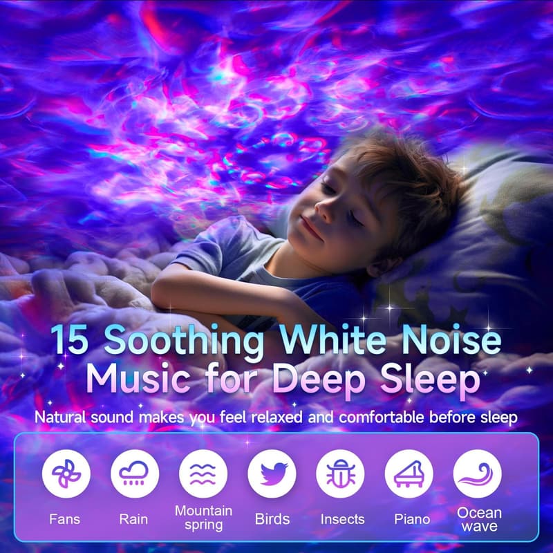 Galaxy Projector with White Noise & Bluetooth - Cute Teen Room Decor