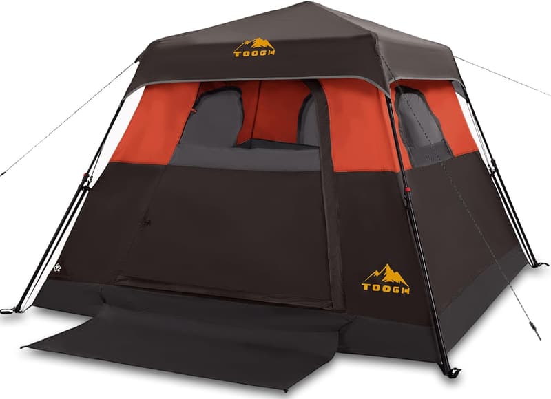 6-Person Instant Setup Camping Tent with Rainfly & Ventilation