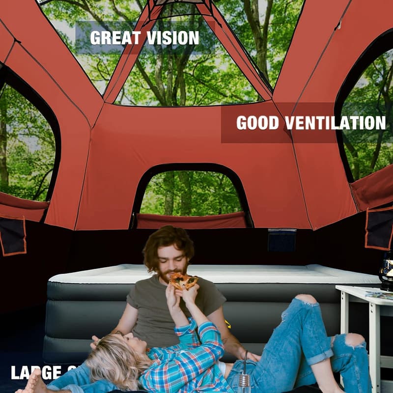 6-Person Instant Setup Camping Tent with Rainfly & Ventilation