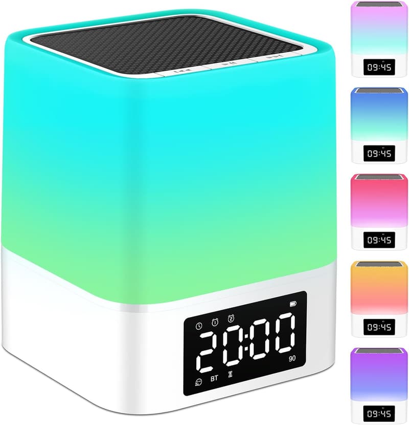 Bluetooth Night Light Speaker for Teens with Alarm Clock and RGB Colors