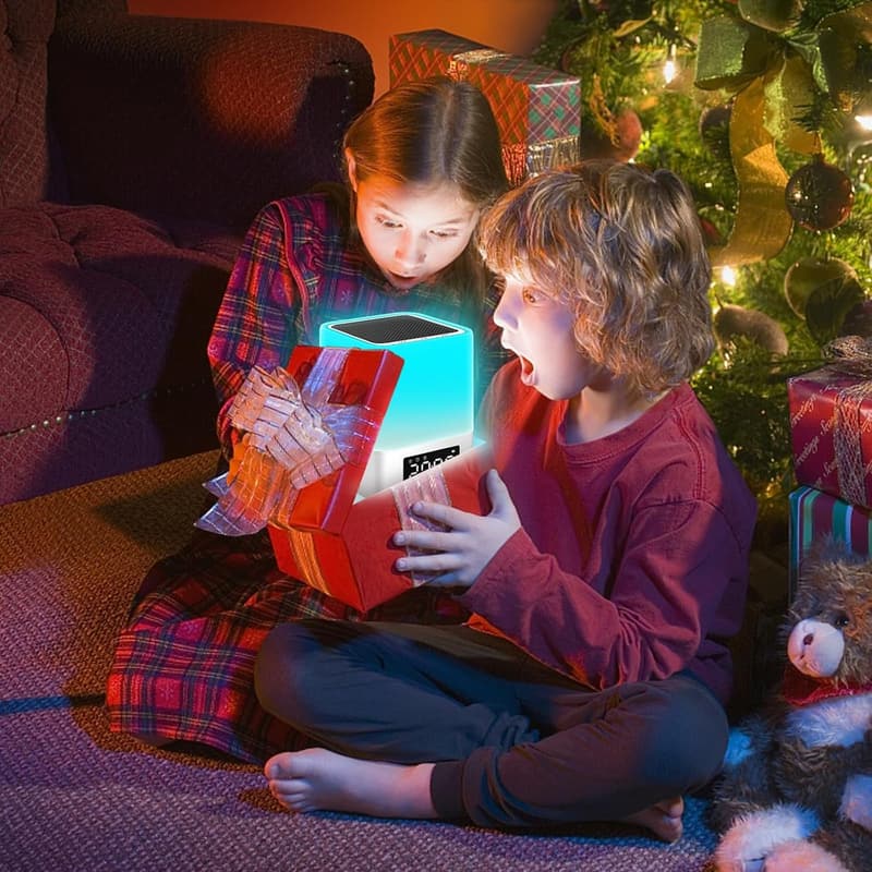 Bluetooth Night Light Speaker for Teens with Alarm Clock and RGB Colors
