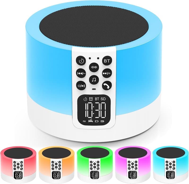 RGB Night Light Bluetooth Speaker Alarm Clock for Teens