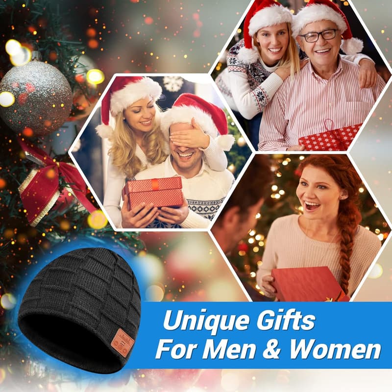 Bluetooth Beanie for Men - Christmas Tech Gift with Headphones