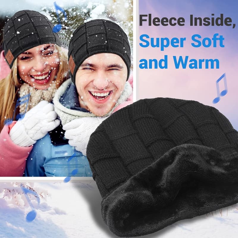 Bluetooth Beanie for Men - Christmas Tech Gift with Headphones