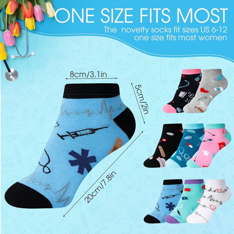 Nurse Appreciation Gift: 8 Pairs of Cute Medical Socks