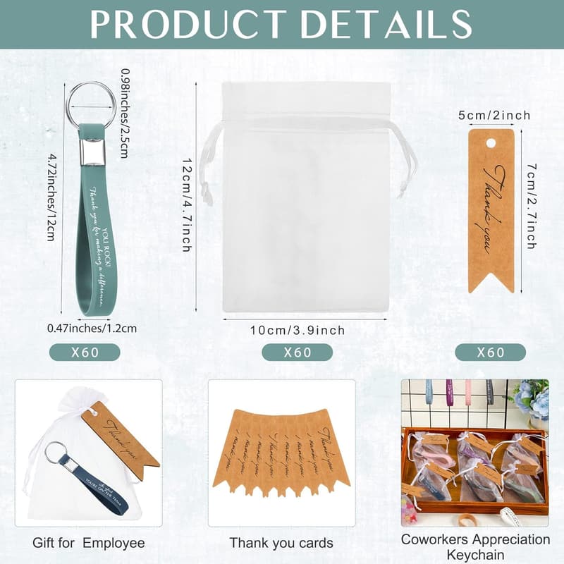 Graduation Appreciation Keychains - 60 Sets with Bags