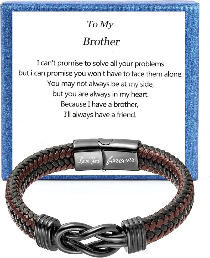 Leather Infinity Bracelet for Men - Engraved 