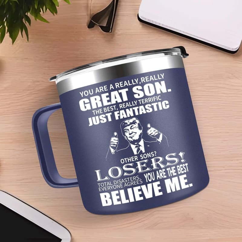 Father's Day Stainless Steel Mug for Son - 14oz Gift