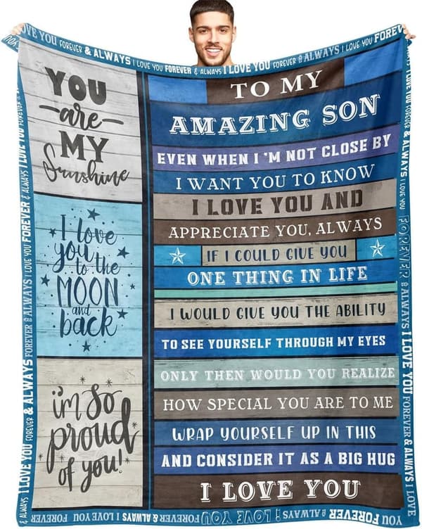 Son's Birthday Graduation Blanket with Inspirational Words 50