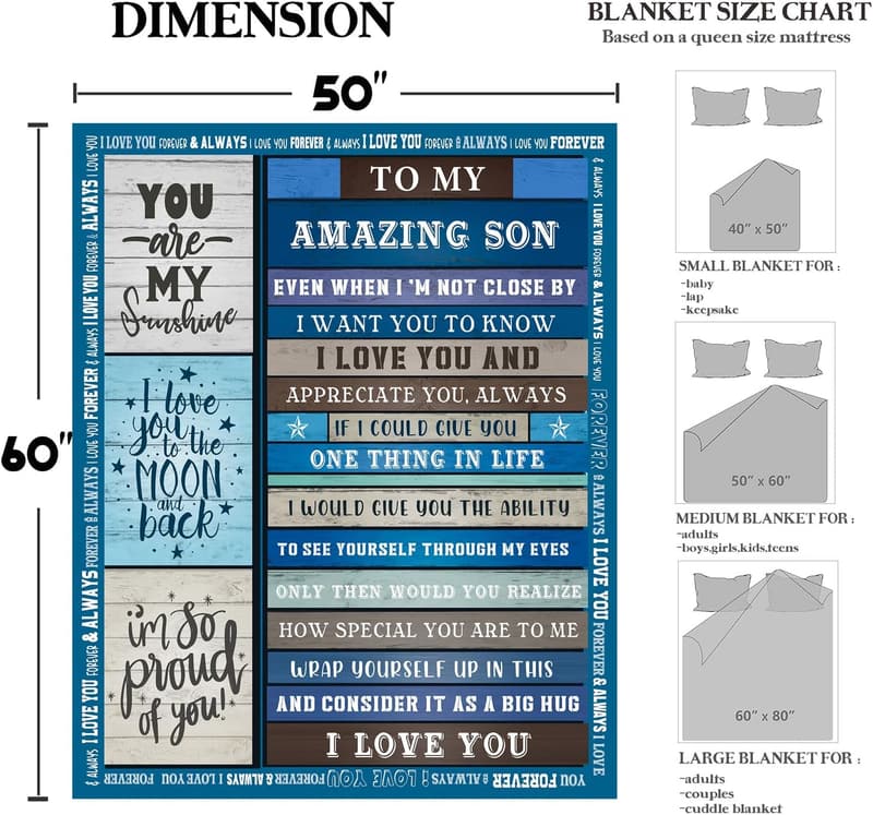 Son's Birthday Graduation Blanket with Inspirational Words 50