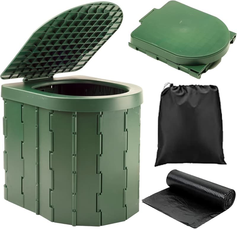 Portable Camping Toilet for Adults & Kids, Foldable Sanitation Solution