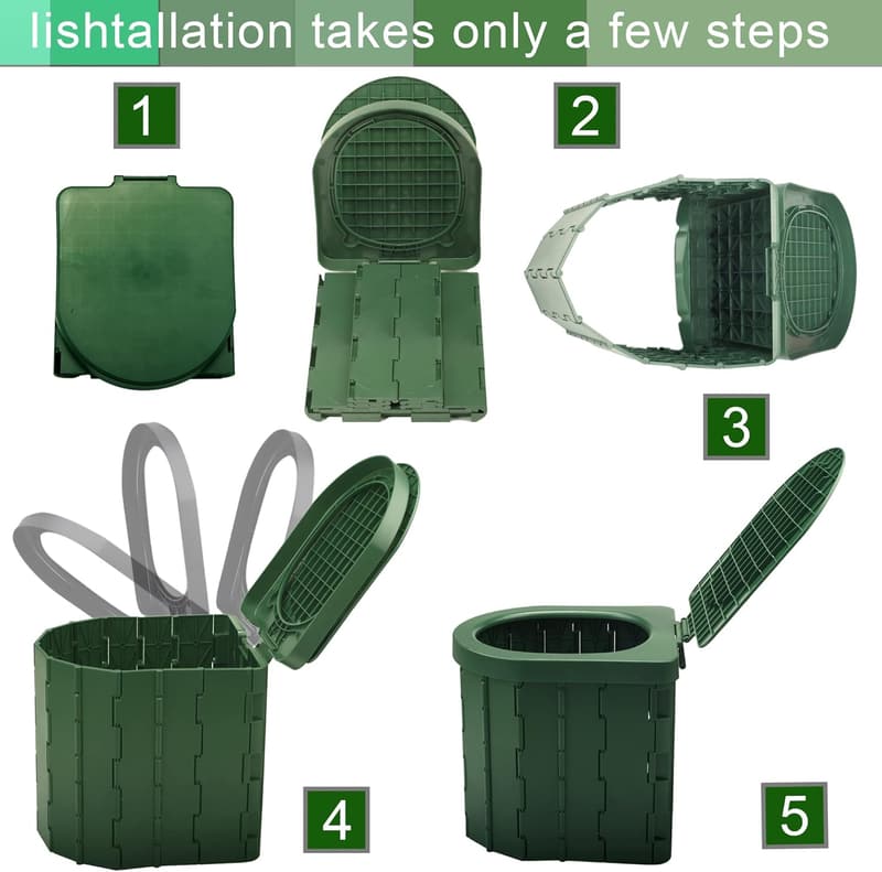 Portable Camping Toilet for Adults & Kids, Foldable Sanitation Solution