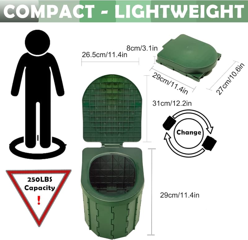 Portable Camping Toilet for Adults & Kids, Foldable Sanitation Solution