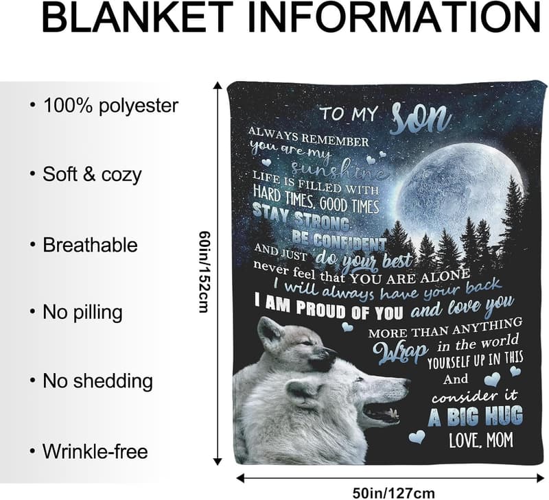 Birthday & Graduation Flannel Blanket for Son, 50