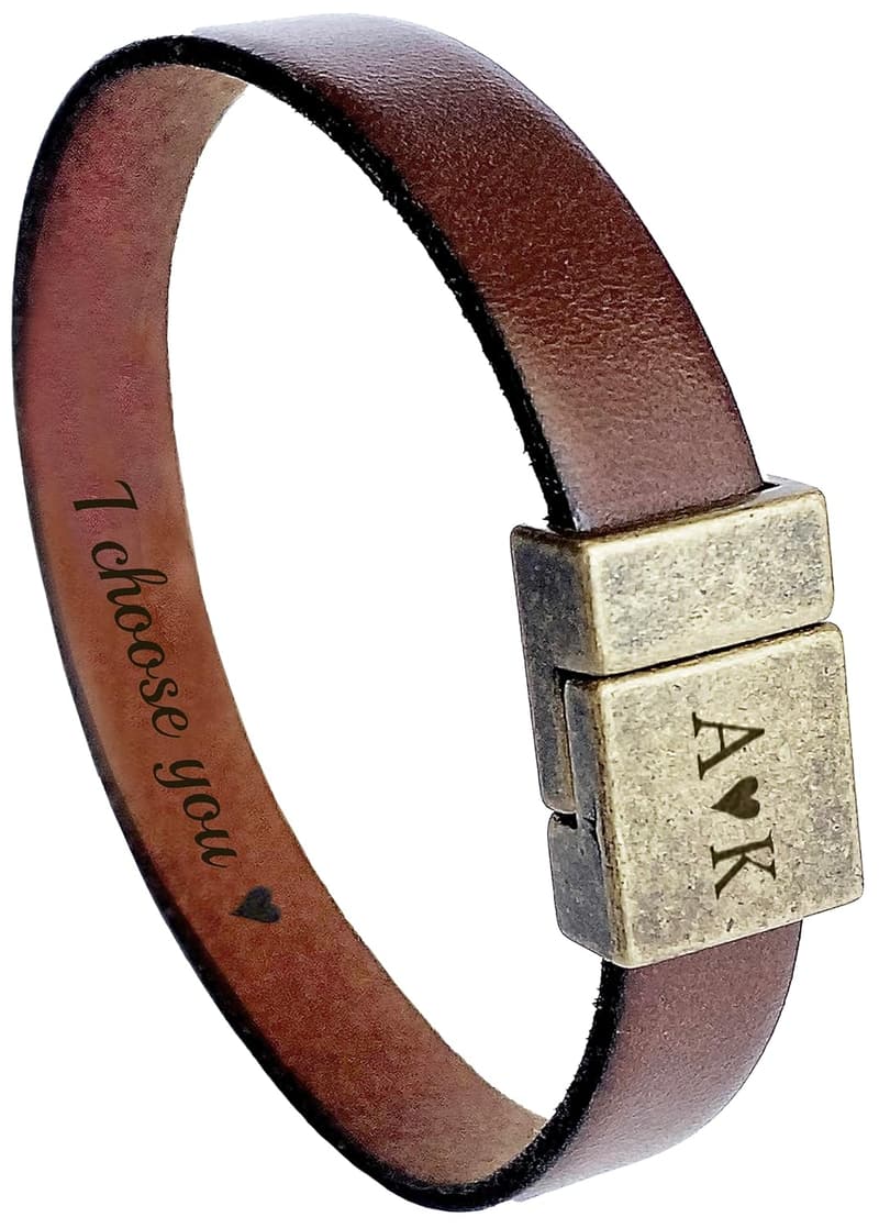 Personalized Leather Bracelet with Hidden Message for Men