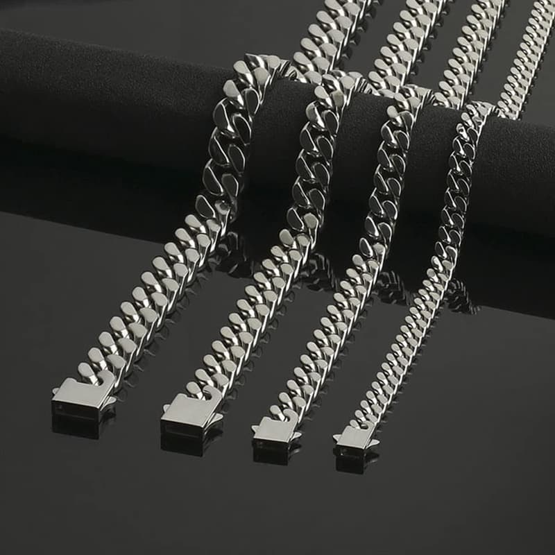 Men's 316L Stainless Steel Cuban Chain Necklace with Gift Box
