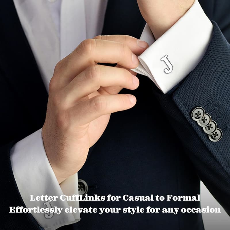 Personalized Men's Cufflinks Set - Silver, Black, Gold, Gift Box