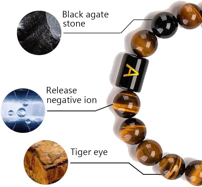 Healing Gemstone Bracelet with Tiger Eye & Black Onyx for Luck