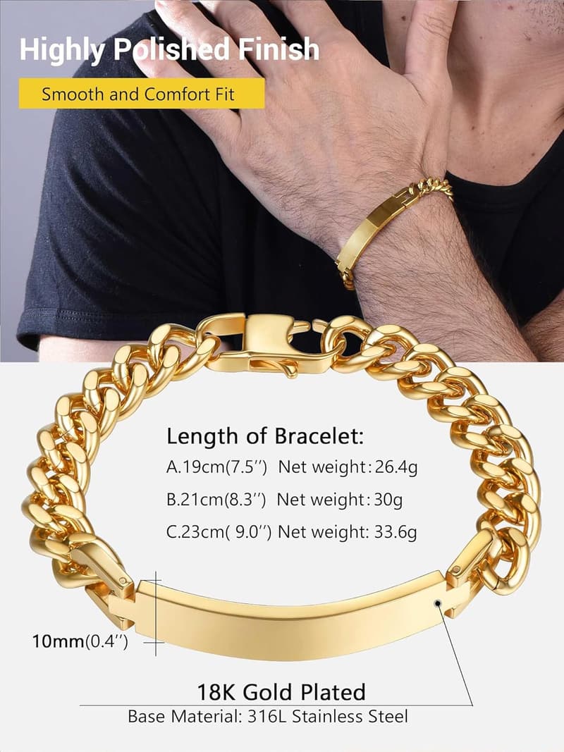 Personalized Stainless Steel ID Bracelets for Men & Women