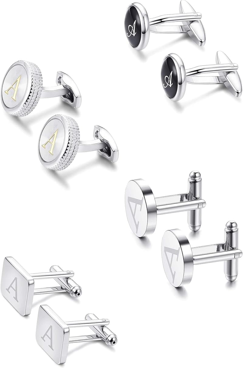 Men's Initial Engraved Cufflinks Set for Father's Day