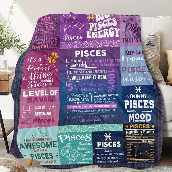 Pisces Zodiac Throw Blanket - Astrology Gift for All - 60