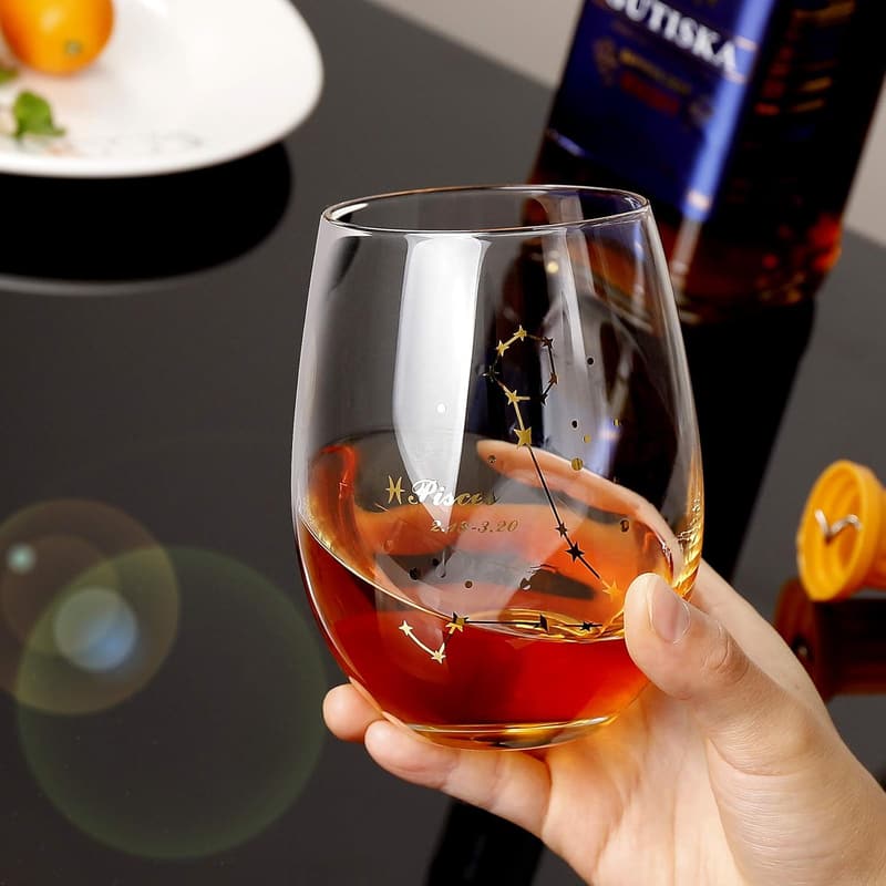 Pisces Zodiac Stemless Wine Glass - 20 Oz Astrology Gift