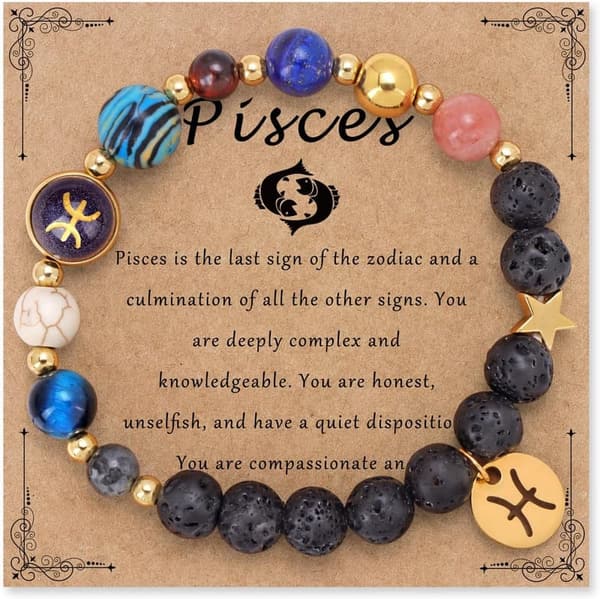 Zodiac Crystal Beaded Bracelet for Women - 18k Gold Charm