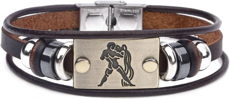 Punk Multilayer Leather Cuff Bracelet for Men