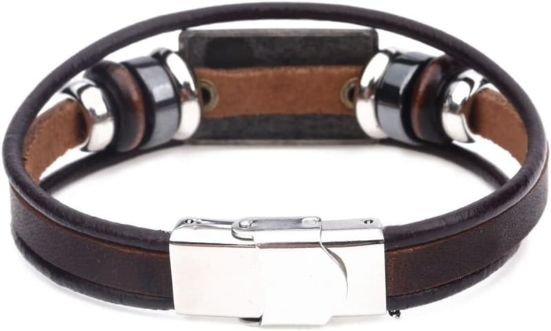 Punk Multilayer Leather Cuff Bracelet for Men