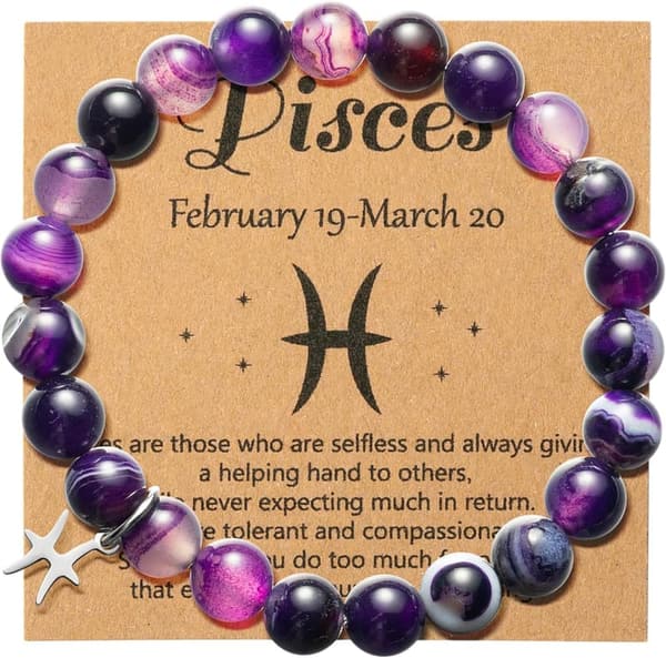 Zodiac Bracelet with Purple Stone for Women's Birthday Gift