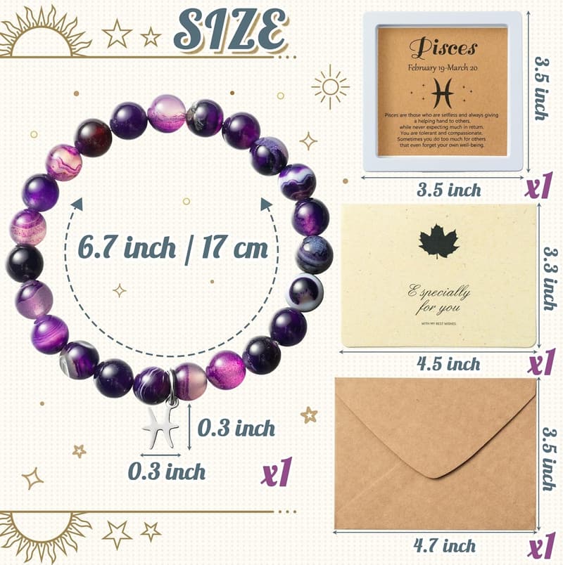 Zodiac Bracelet with Purple Stone for Women's Birthday Gift